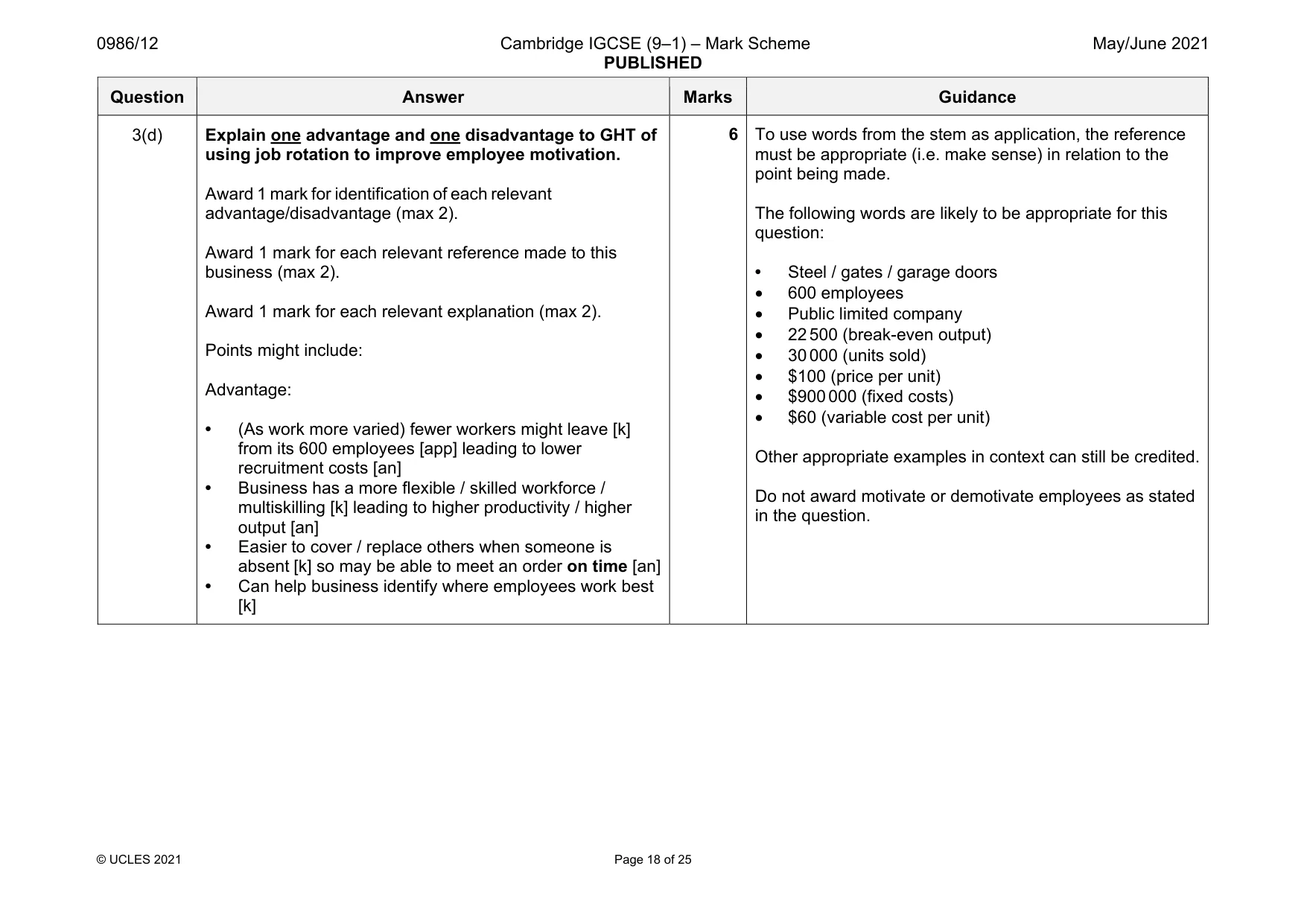Mark scheme, page 18 of 25
