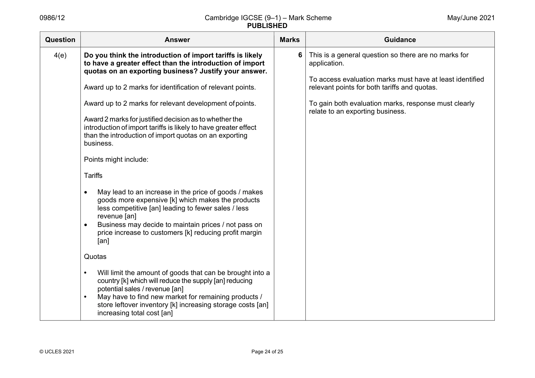 Mark scheme, page 24 of 25