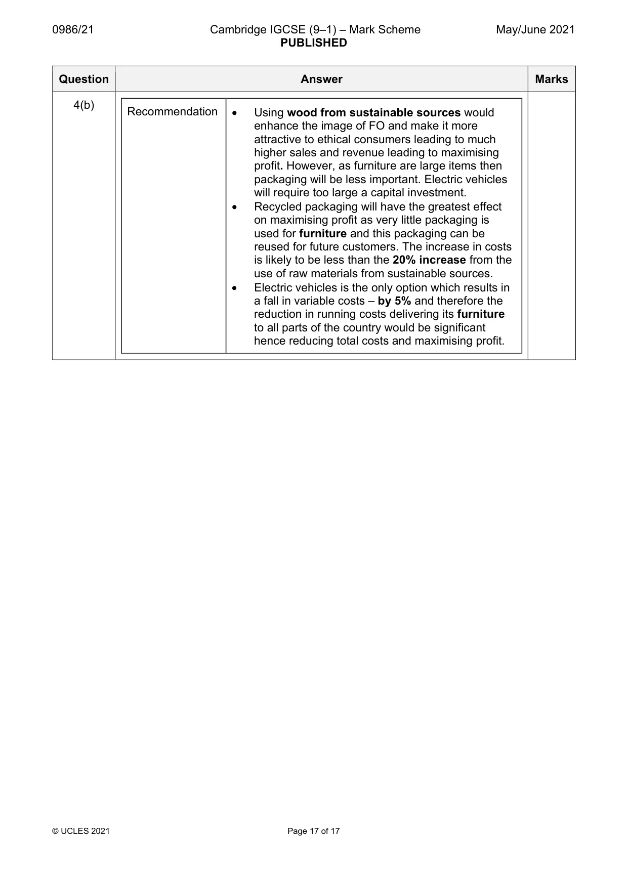 Mark scheme, page 17 of 17