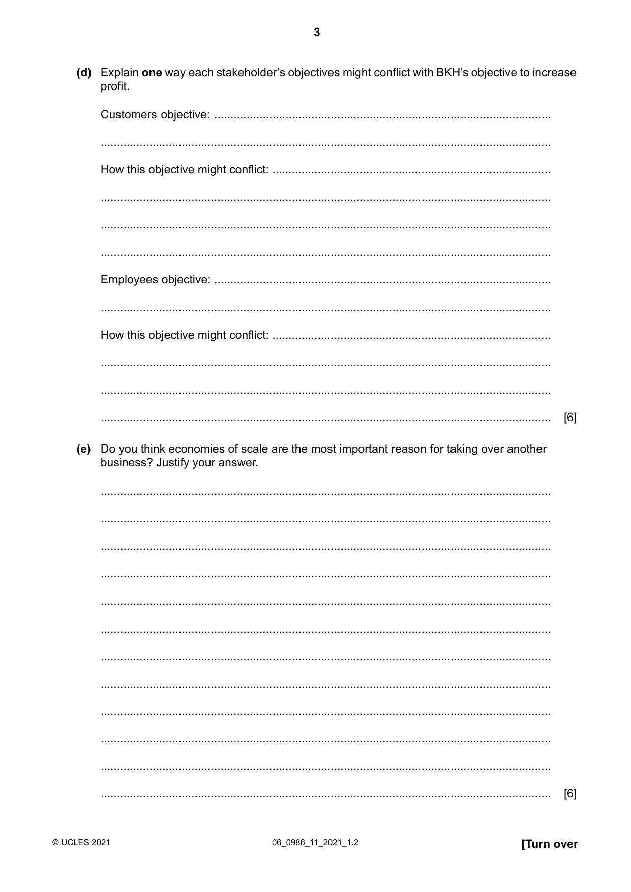 Cambridge IGCSE Business Studies (9-1) 0986 2021 May/June Paper 1 · Variant 1 question paper, page 3 of 12