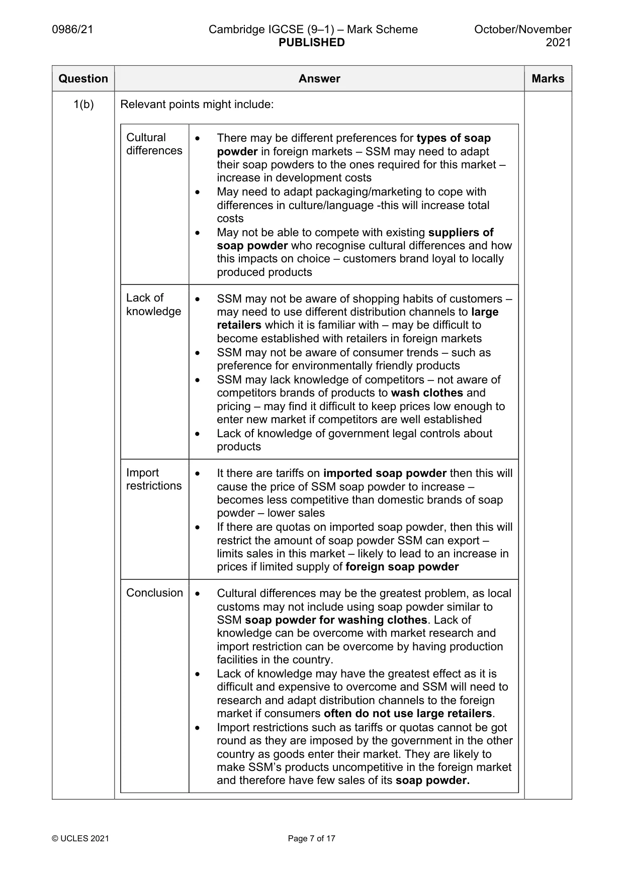 Mark scheme, page 7 of 17