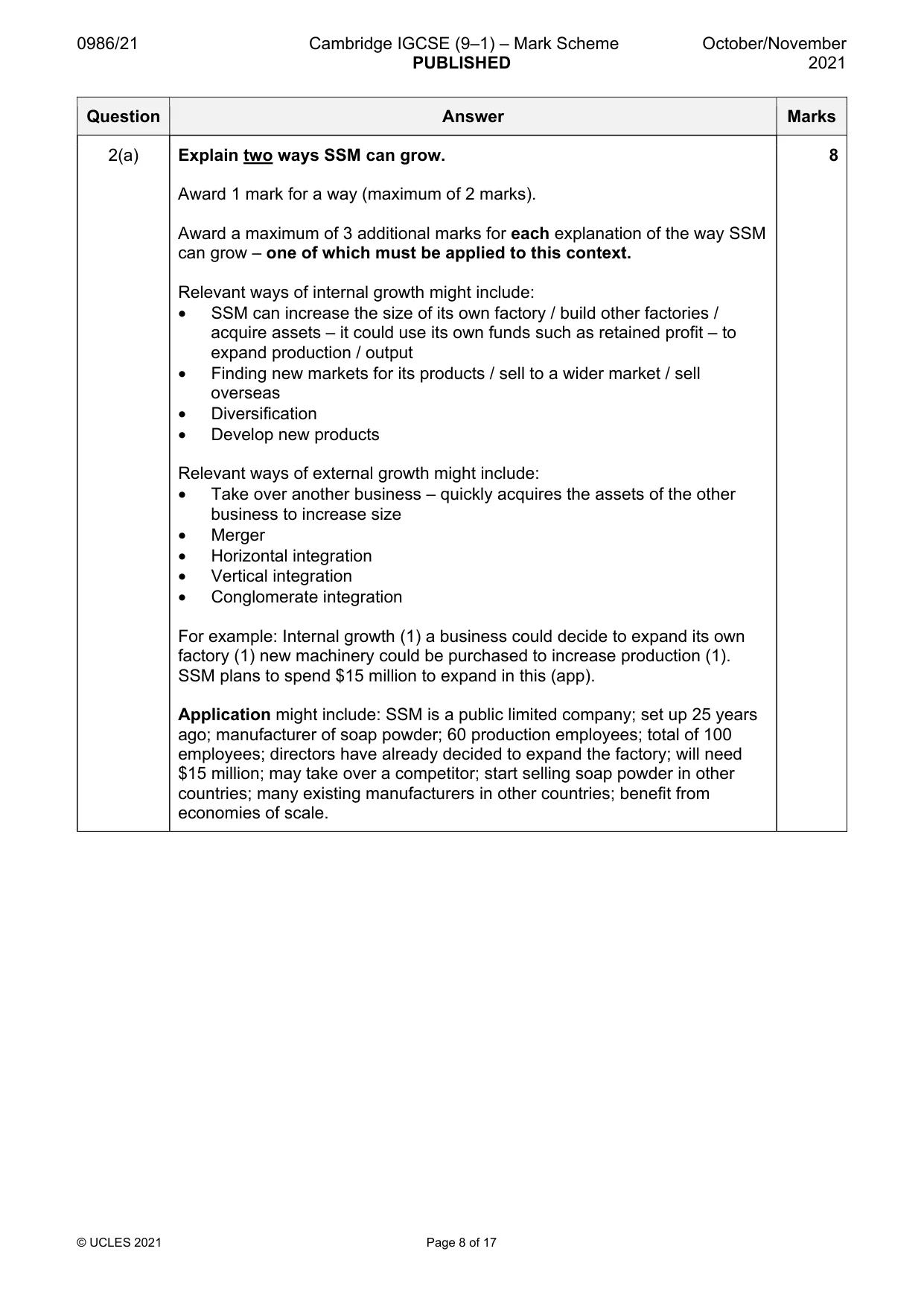 Mark scheme, page 8 of 17