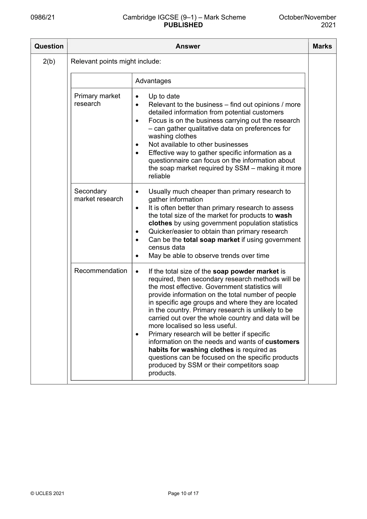 Mark scheme, page 10 of 17