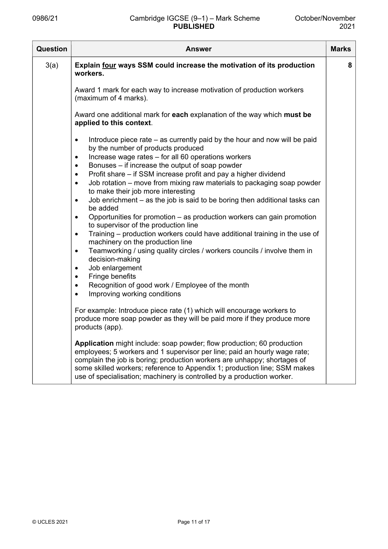 Mark scheme, page 11 of 17