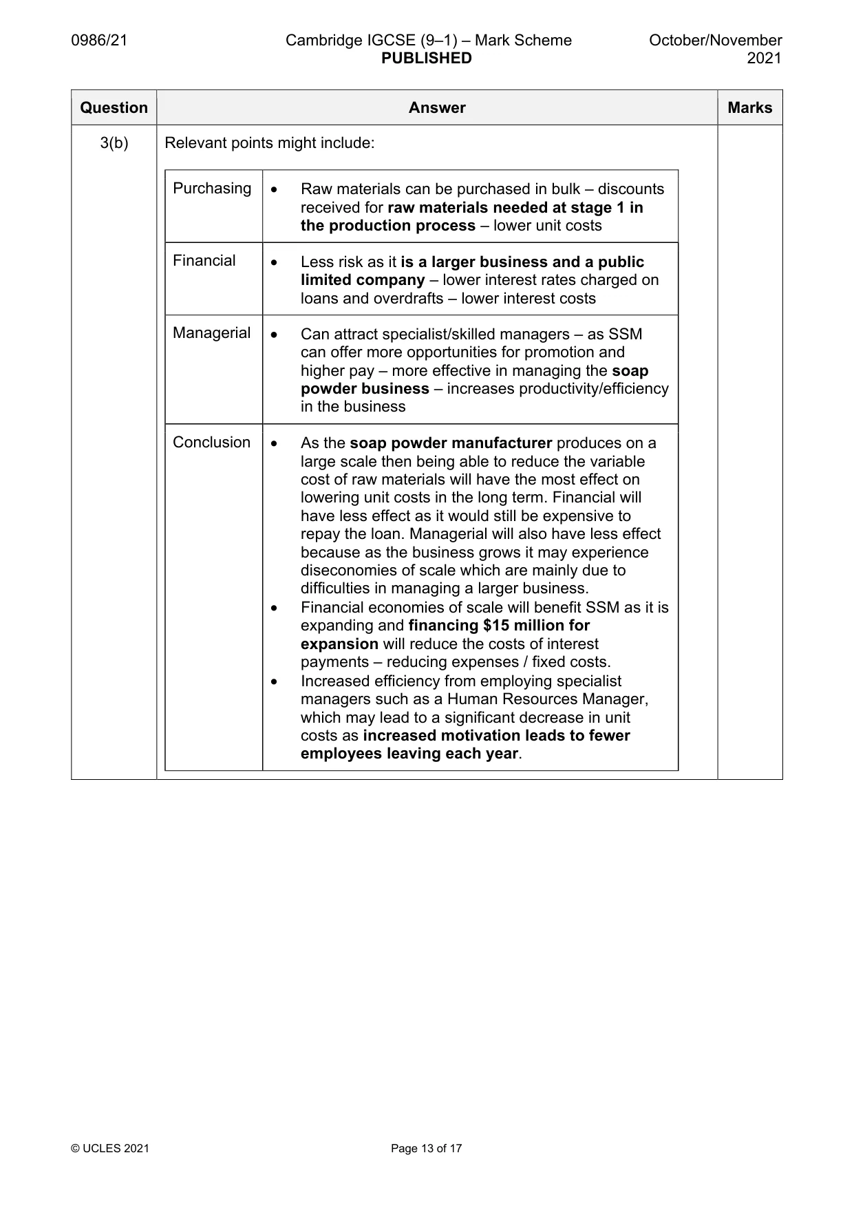Mark scheme, page 13 of 17