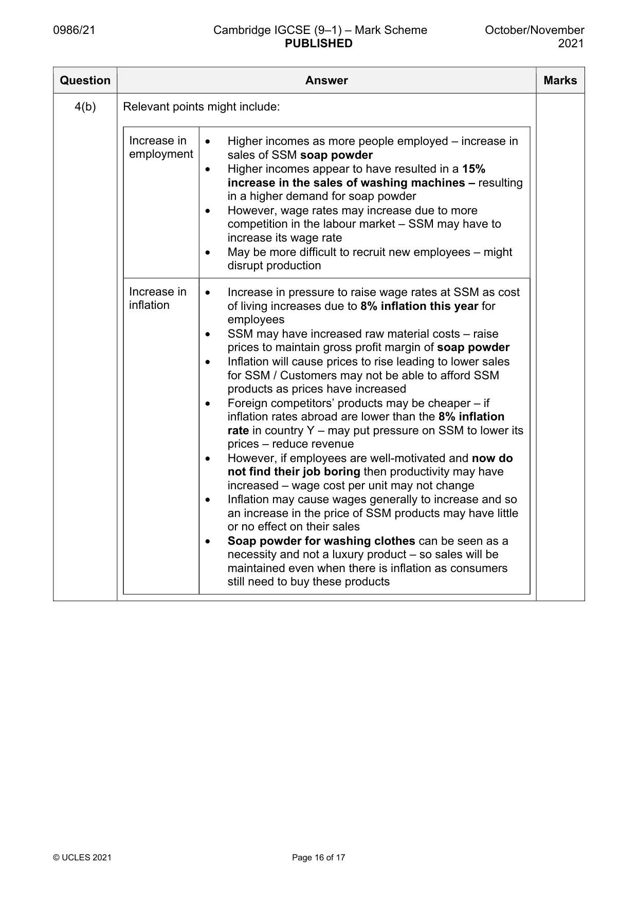 Mark scheme, page 16 of 17
