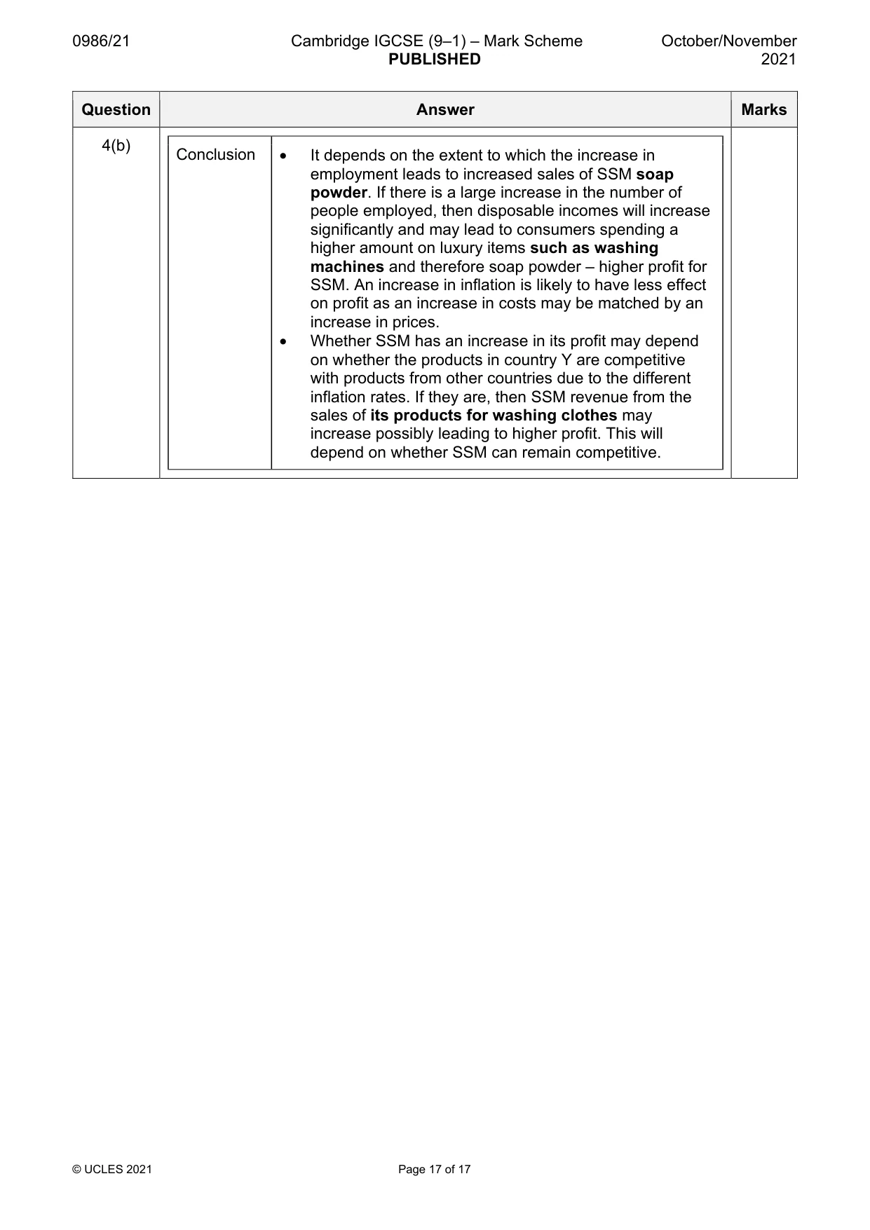 Mark scheme, page 17 of 17