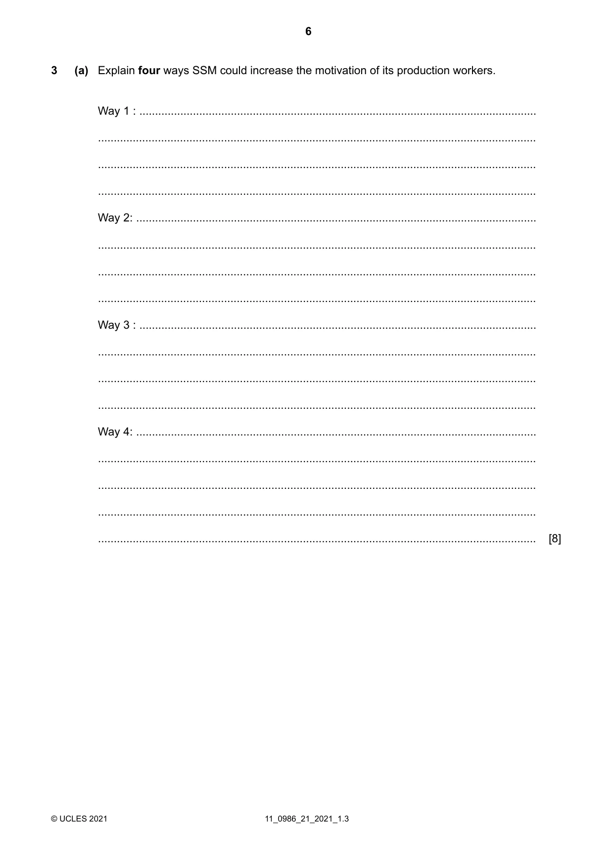 Cambridge IGCSE Business Studies (9-1) 0986 2021 Oct/Nov Paper 2 · Variant 1 question paper, page 6 of 12