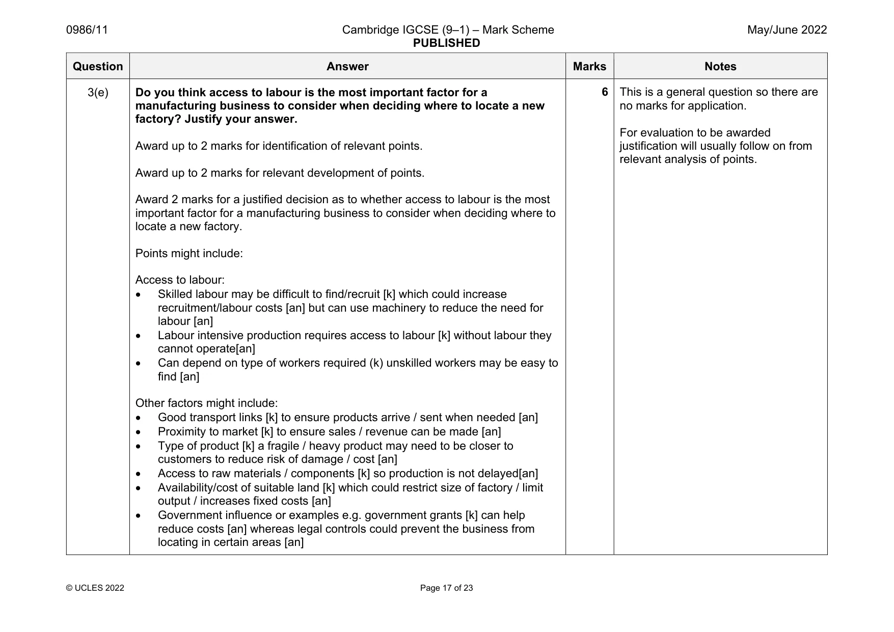 Mark scheme, page 17 of 23