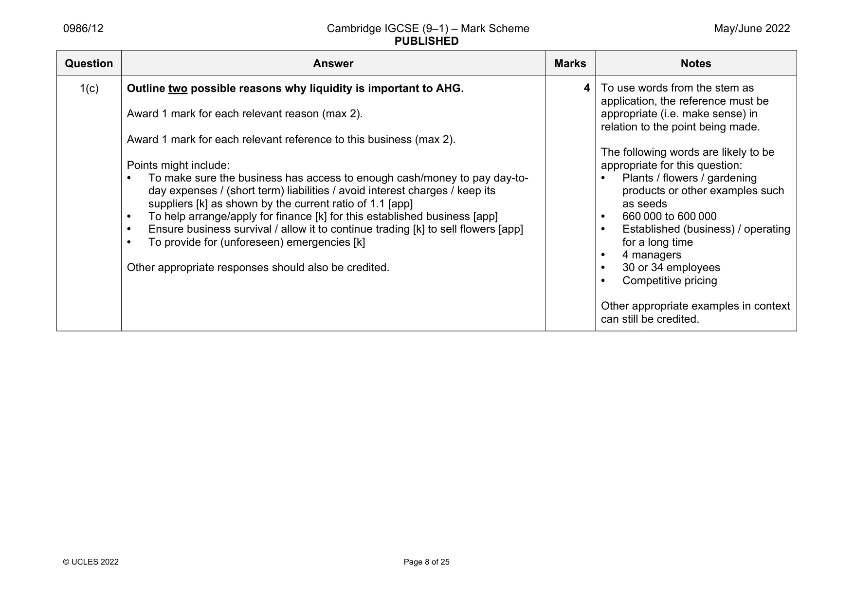 Mark scheme, page 8 of 25