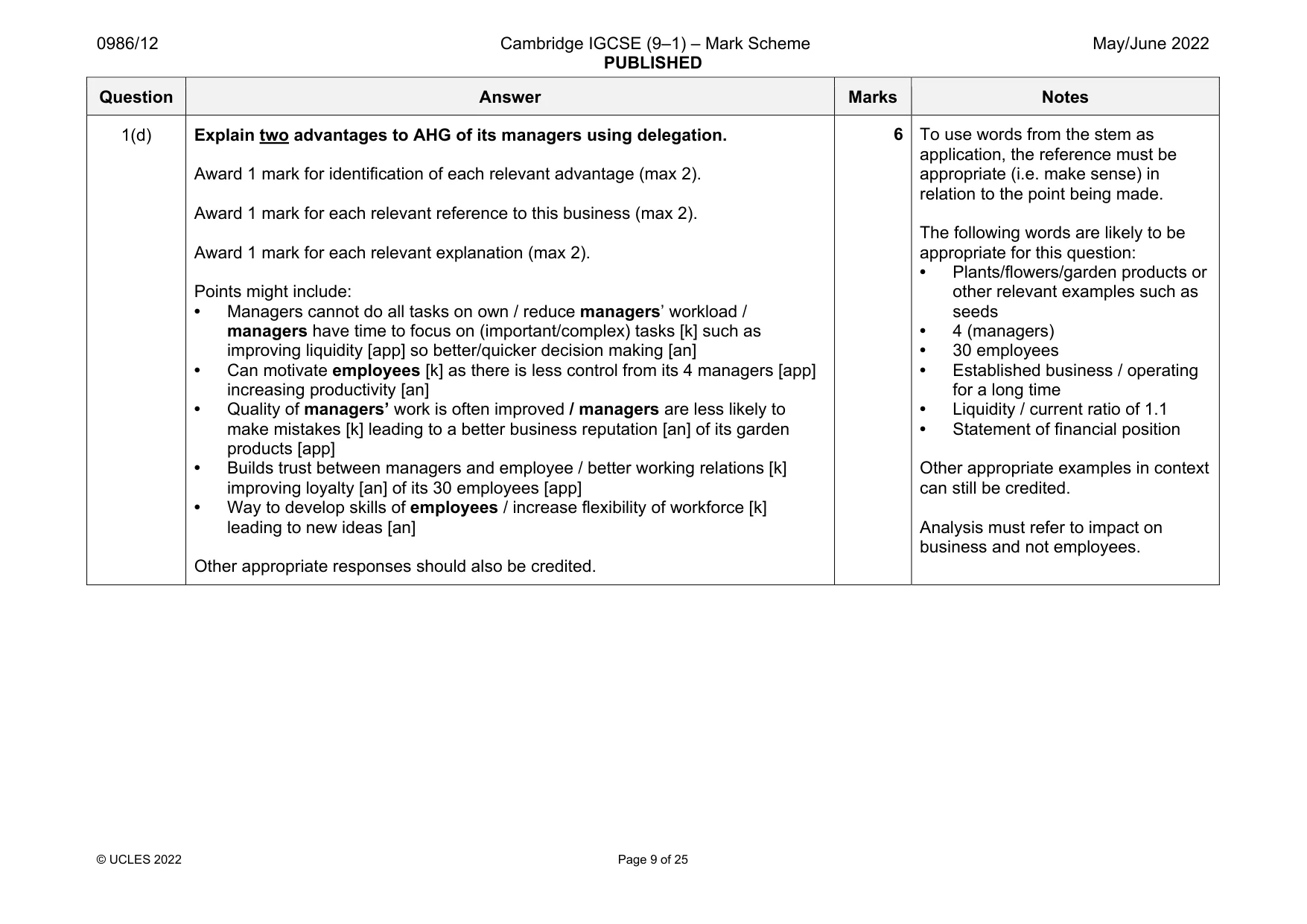 Mark scheme, page 9 of 25