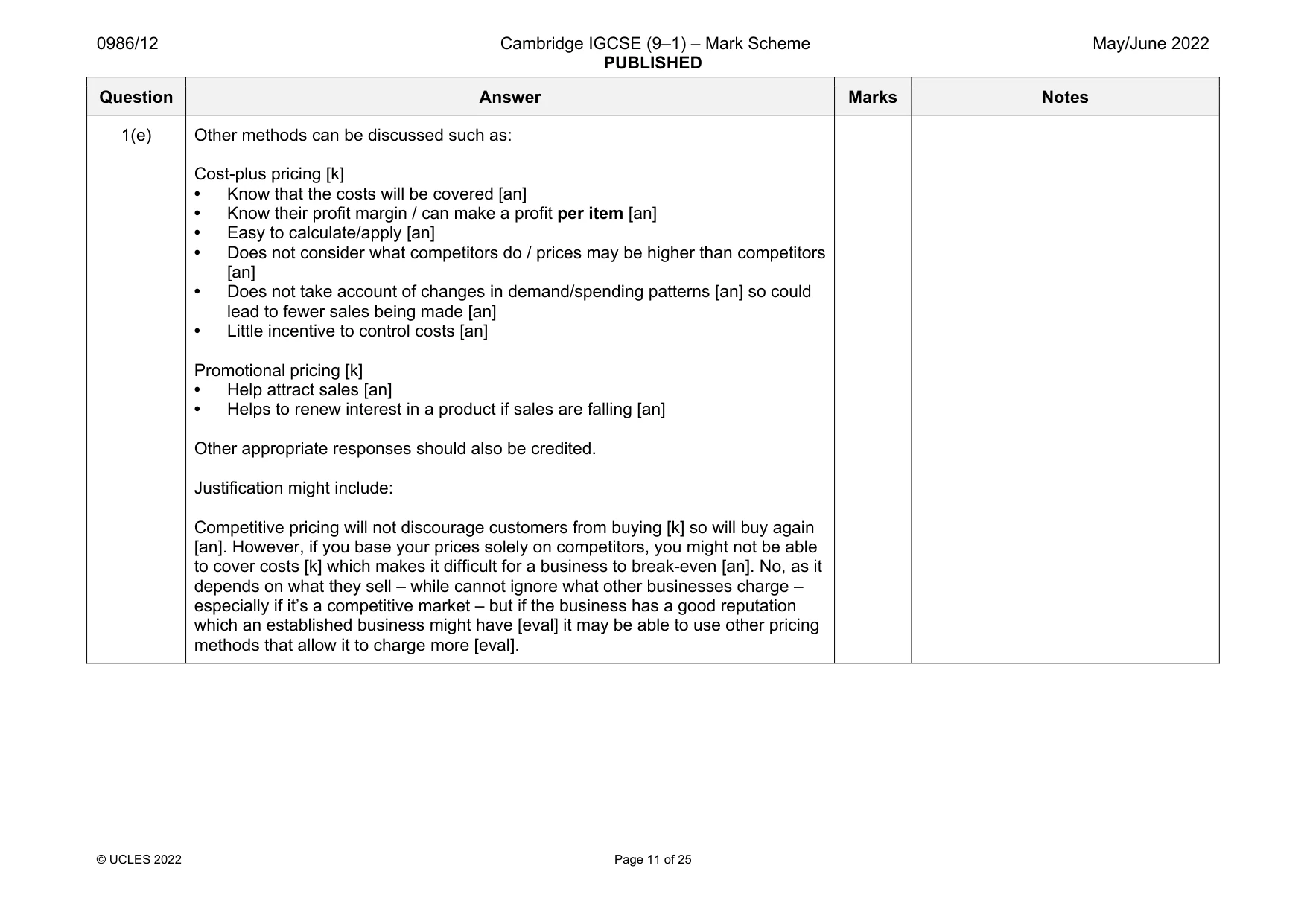 Mark scheme, page 11 of 25