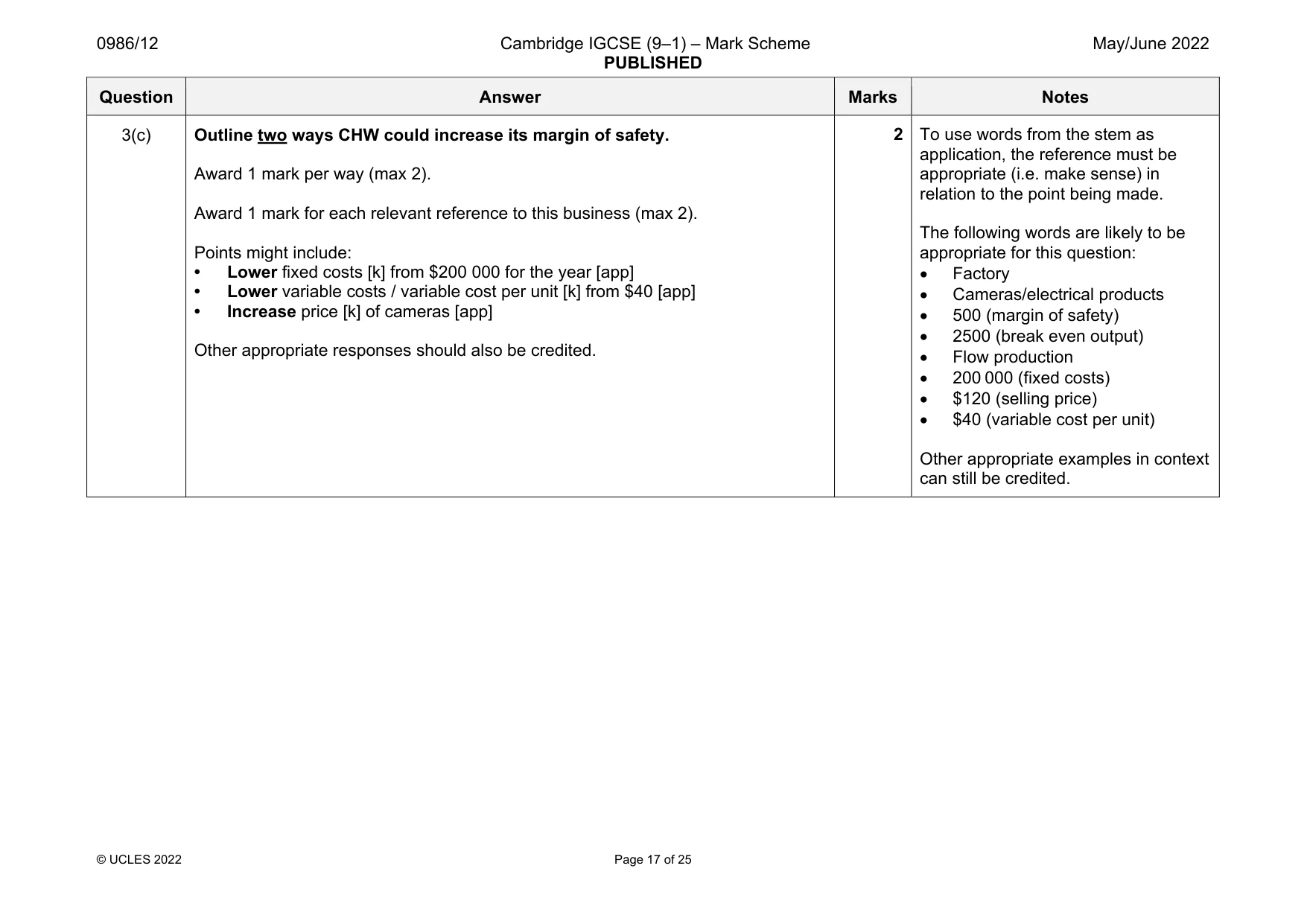 Mark scheme, page 17 of 25