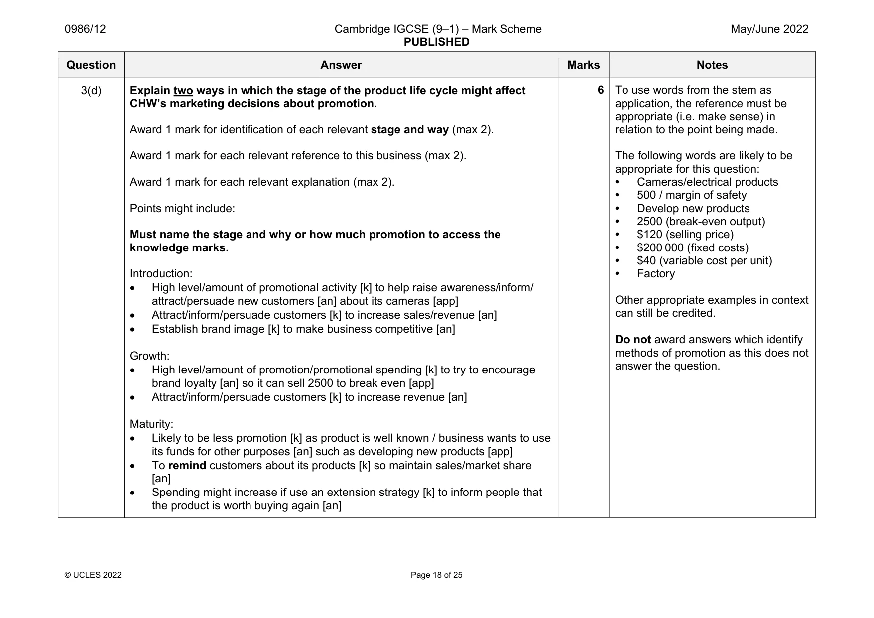 Mark scheme, page 18 of 25