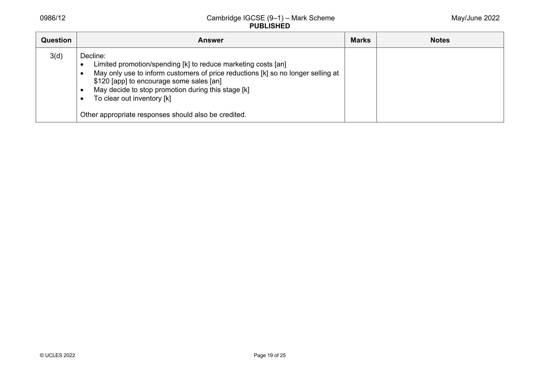 Mark scheme, page 19 of 25