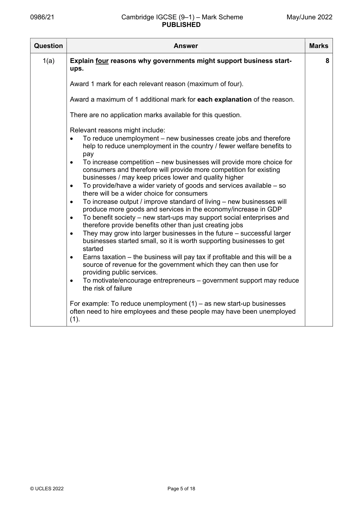 Mark scheme, page 5 of 18