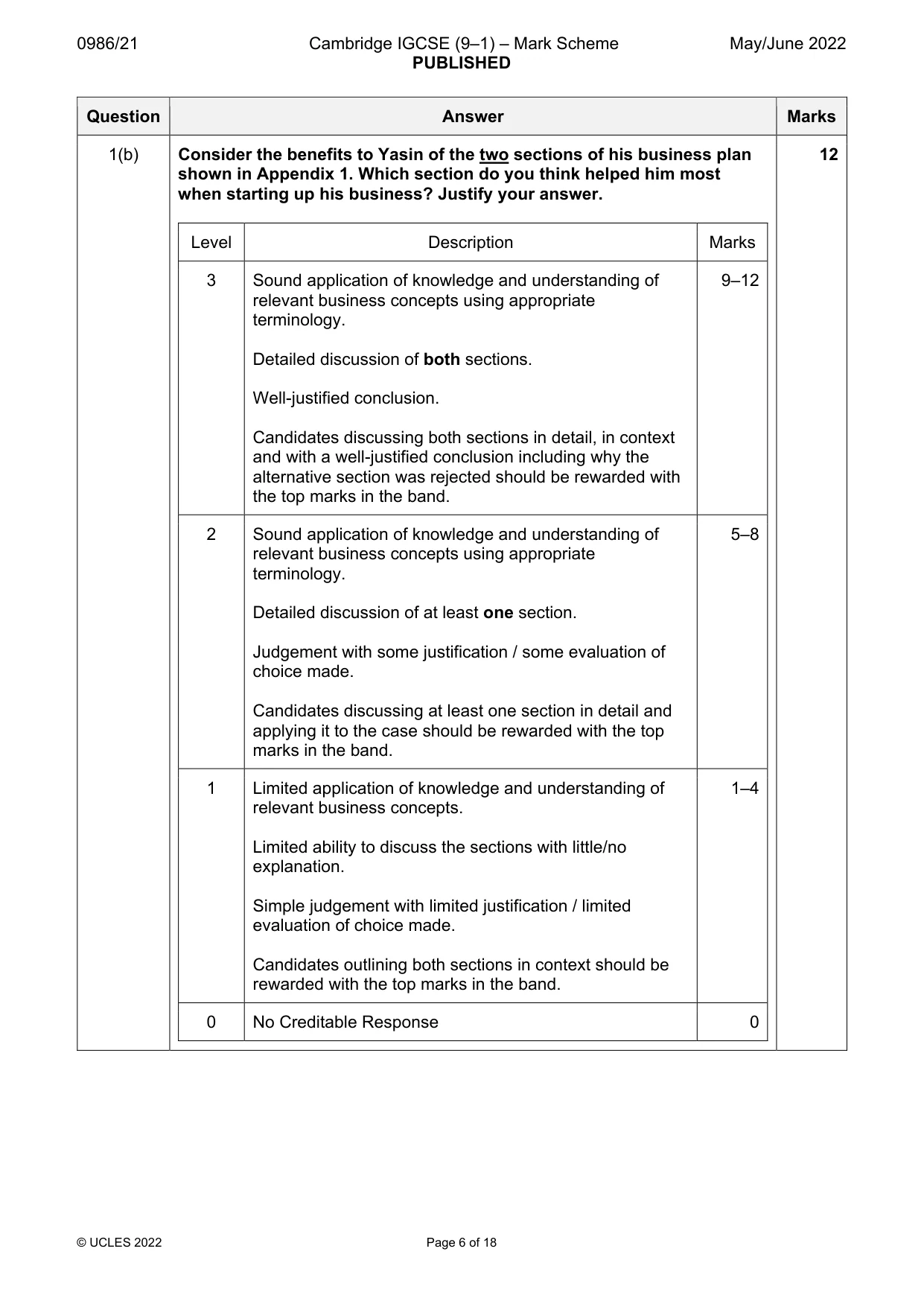 Mark scheme, page 6 of 18