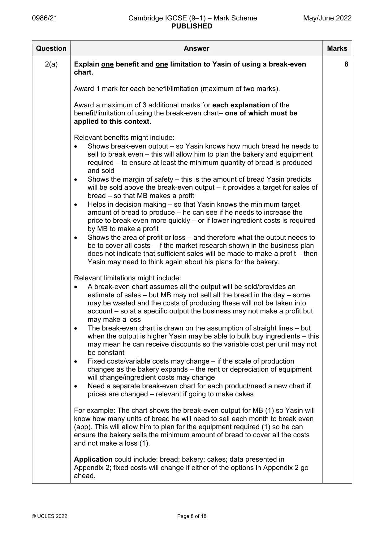 Mark scheme, page 8 of 18