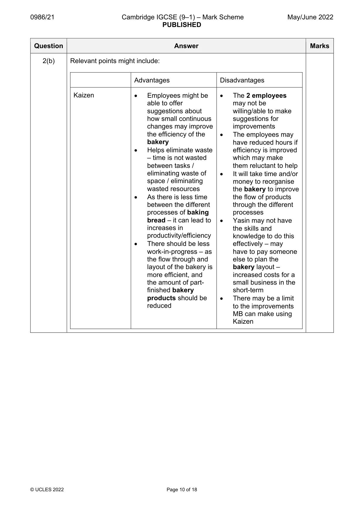 Mark scheme, page 10 of 18