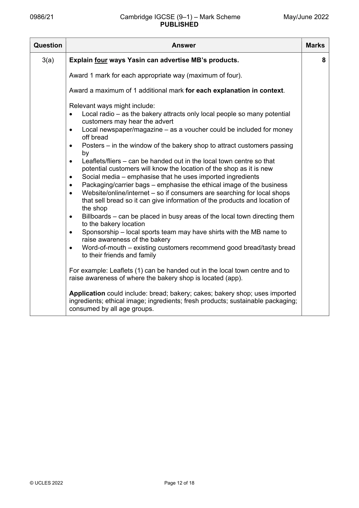 Mark scheme, page 12 of 18