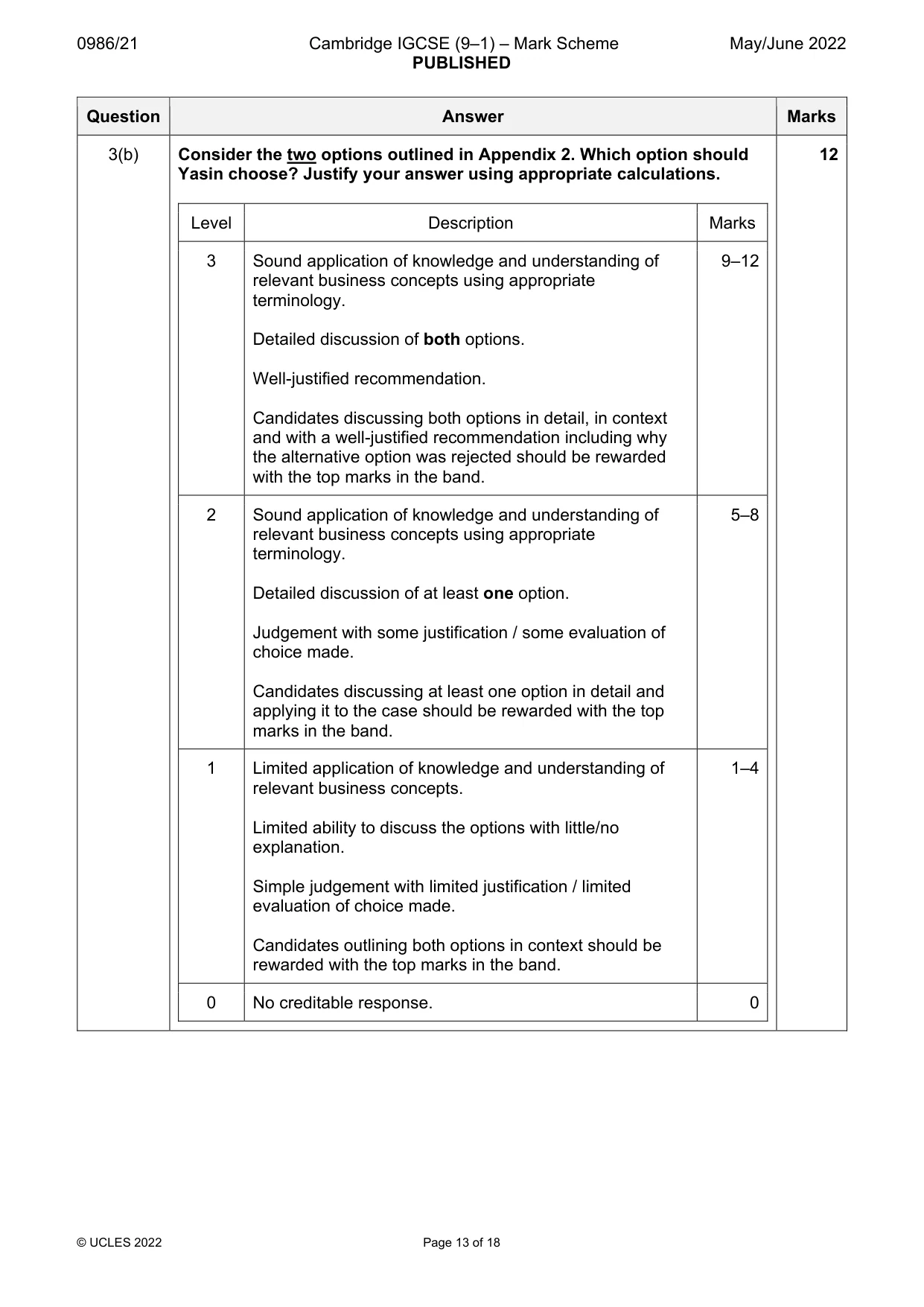 Mark scheme, page 13 of 18