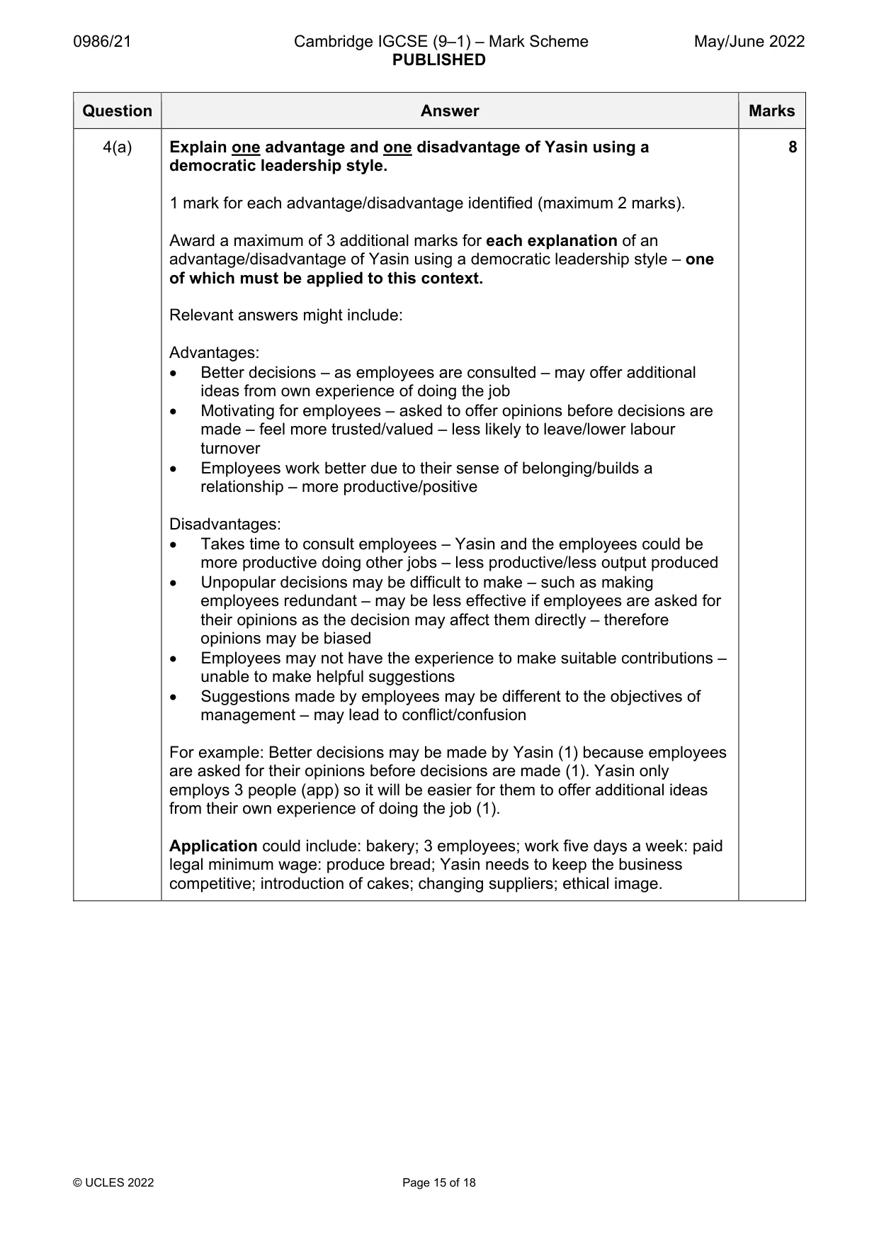 Mark scheme, page 15 of 18