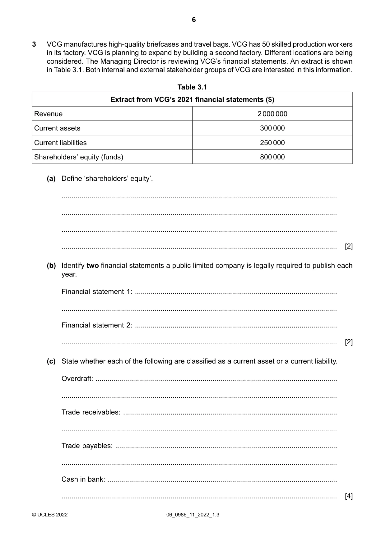 Cambridge IGCSE Business Studies (9-1) 0986 2022 May/June Paper 1 · Variant 1 question paper, page 6 of 12