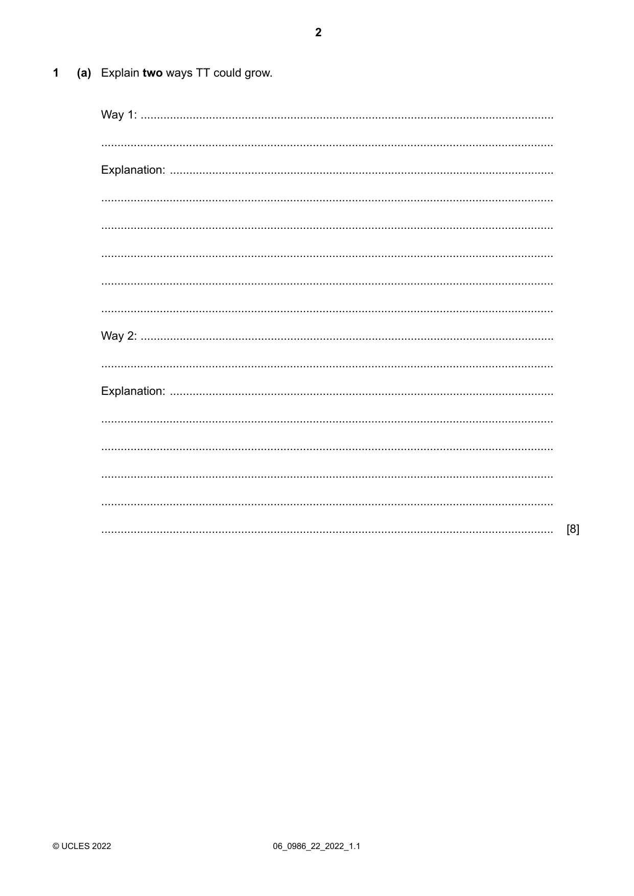 Cambridge IGCSE Business Studies (9-1) 0986 2022 May/June Paper 2 · Variant 2 question paper, page 2 of 12