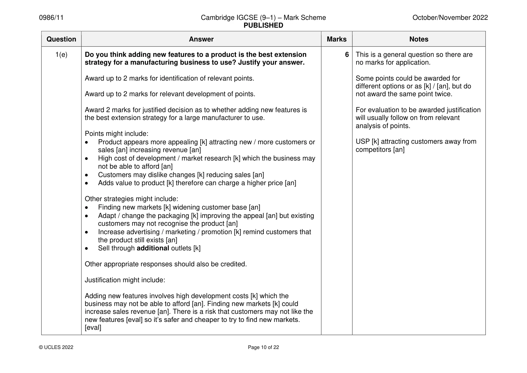 Mark scheme, page 10 of 22