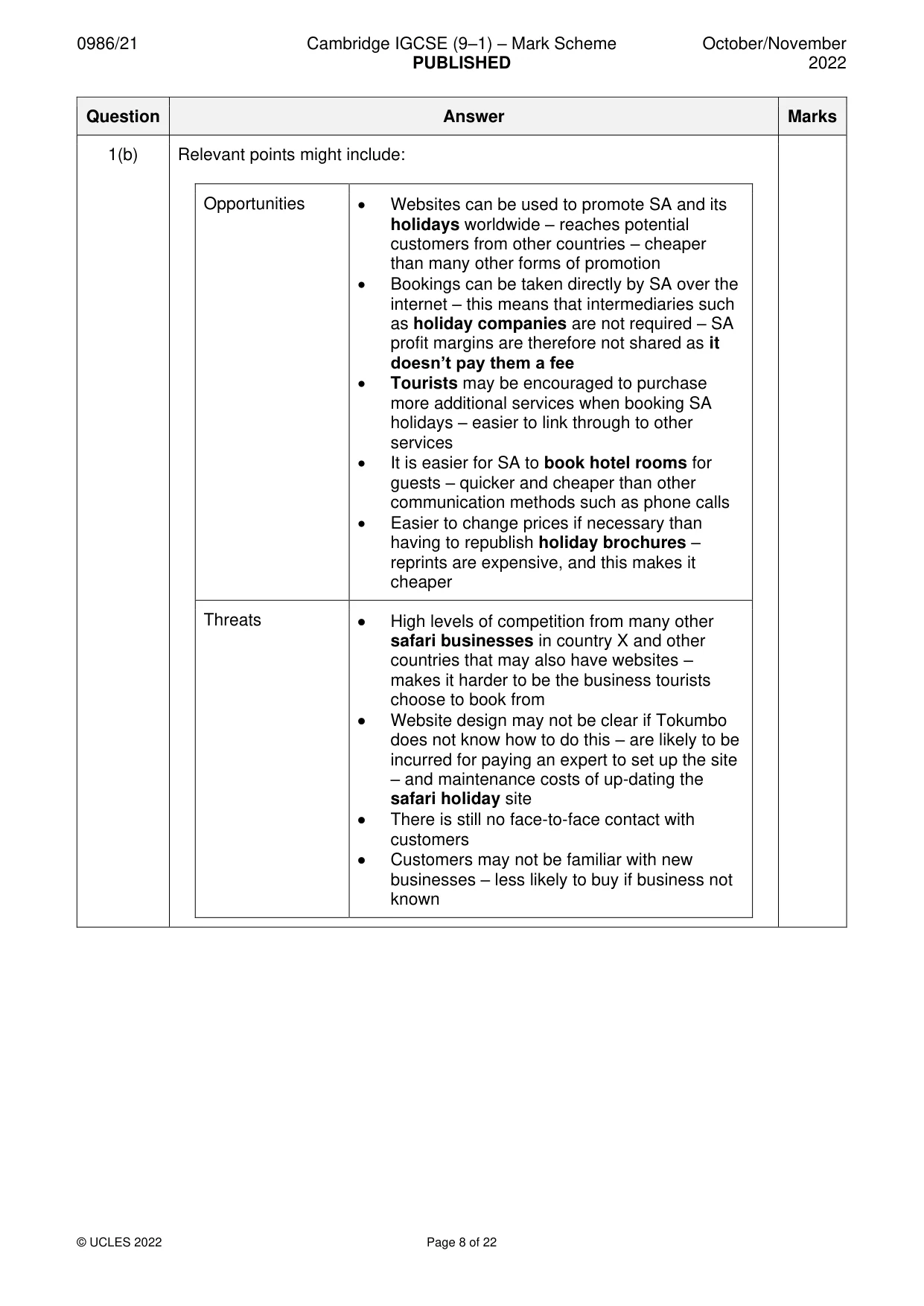 Mark scheme, page 8 of 22