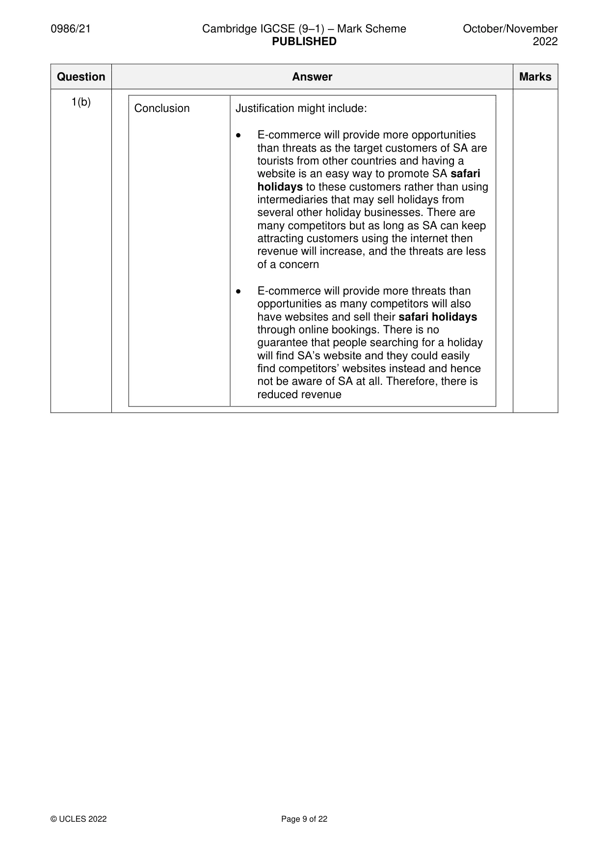 Mark scheme, page 9 of 22