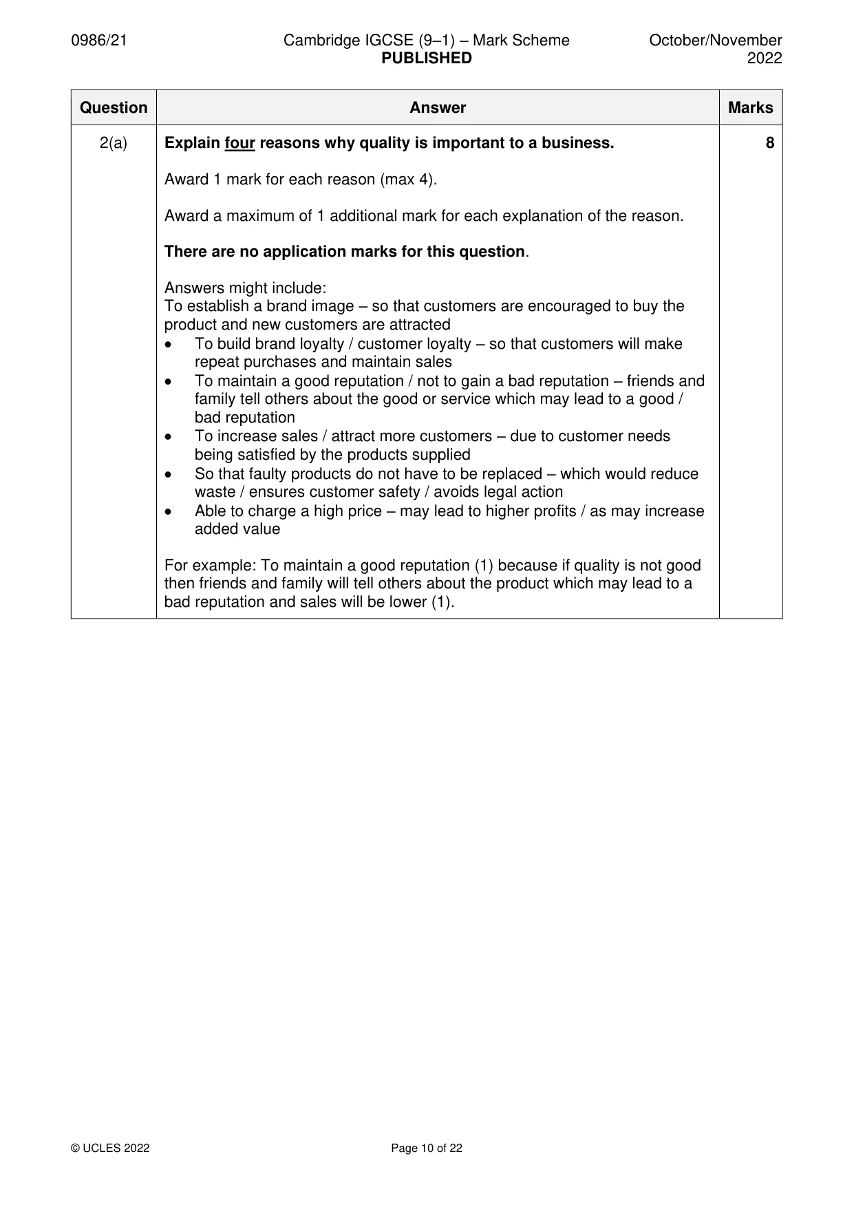 Mark scheme, page 10 of 22
