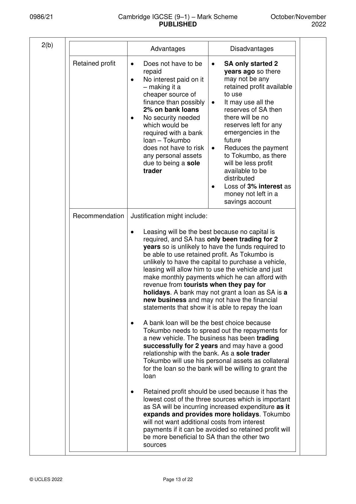 Mark scheme, page 13 of 22