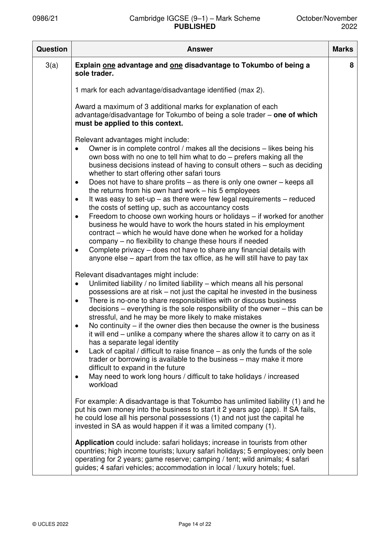 Mark scheme, page 14 of 22