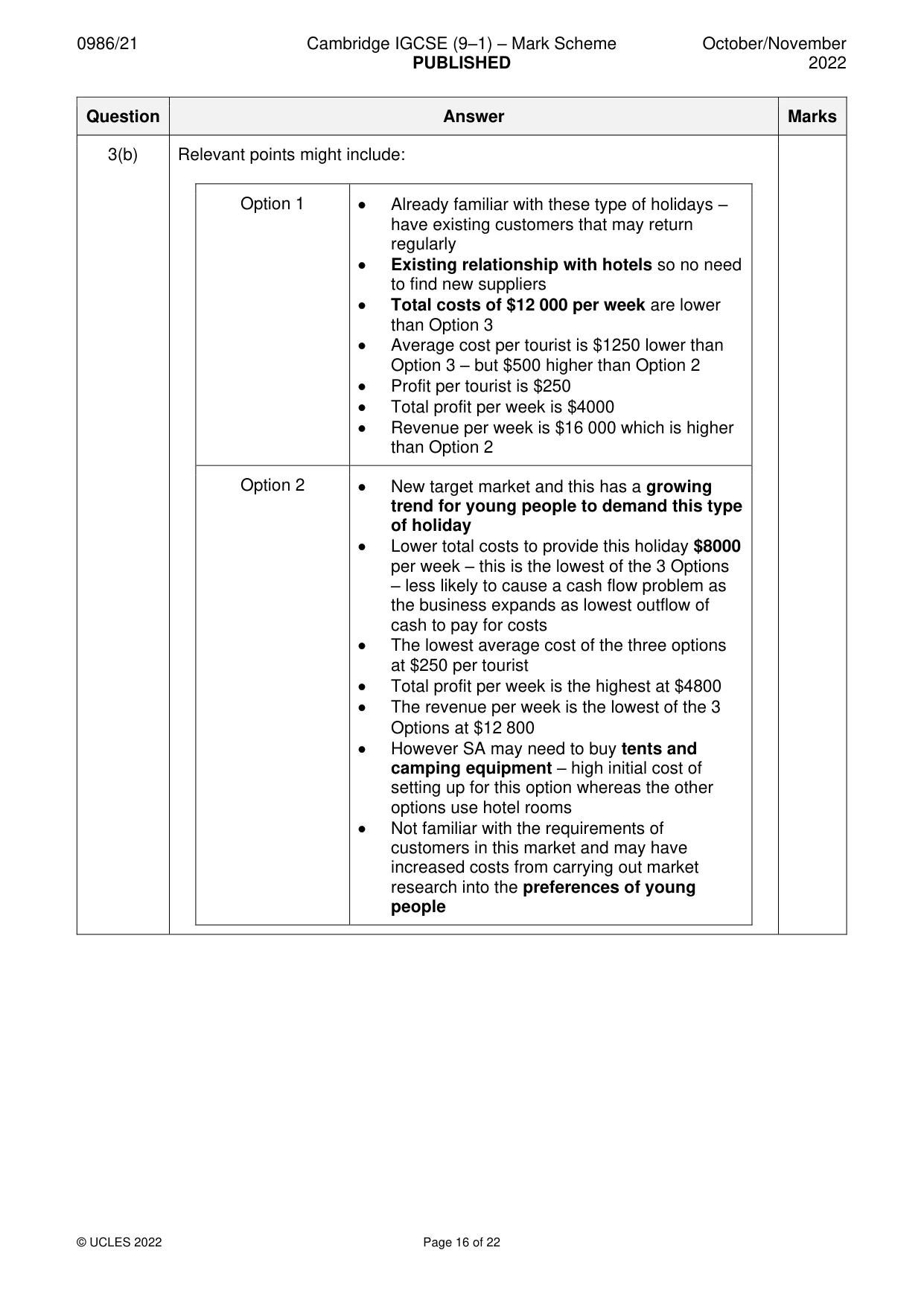 Mark scheme, page 16 of 22