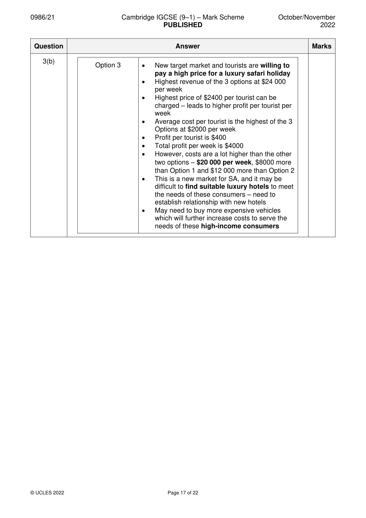 Mark scheme, page 17 of 22