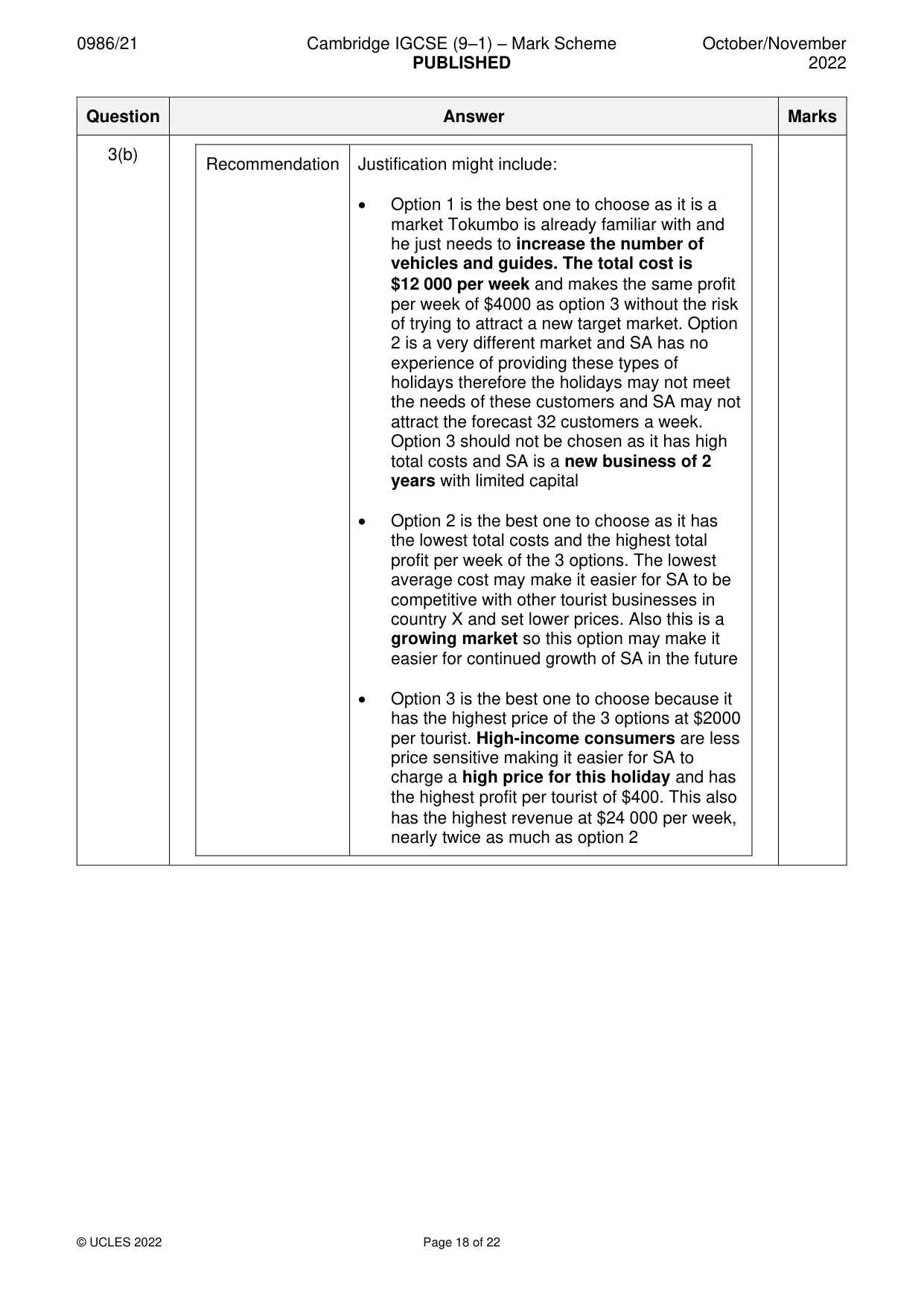 Mark scheme, page 18 of 22