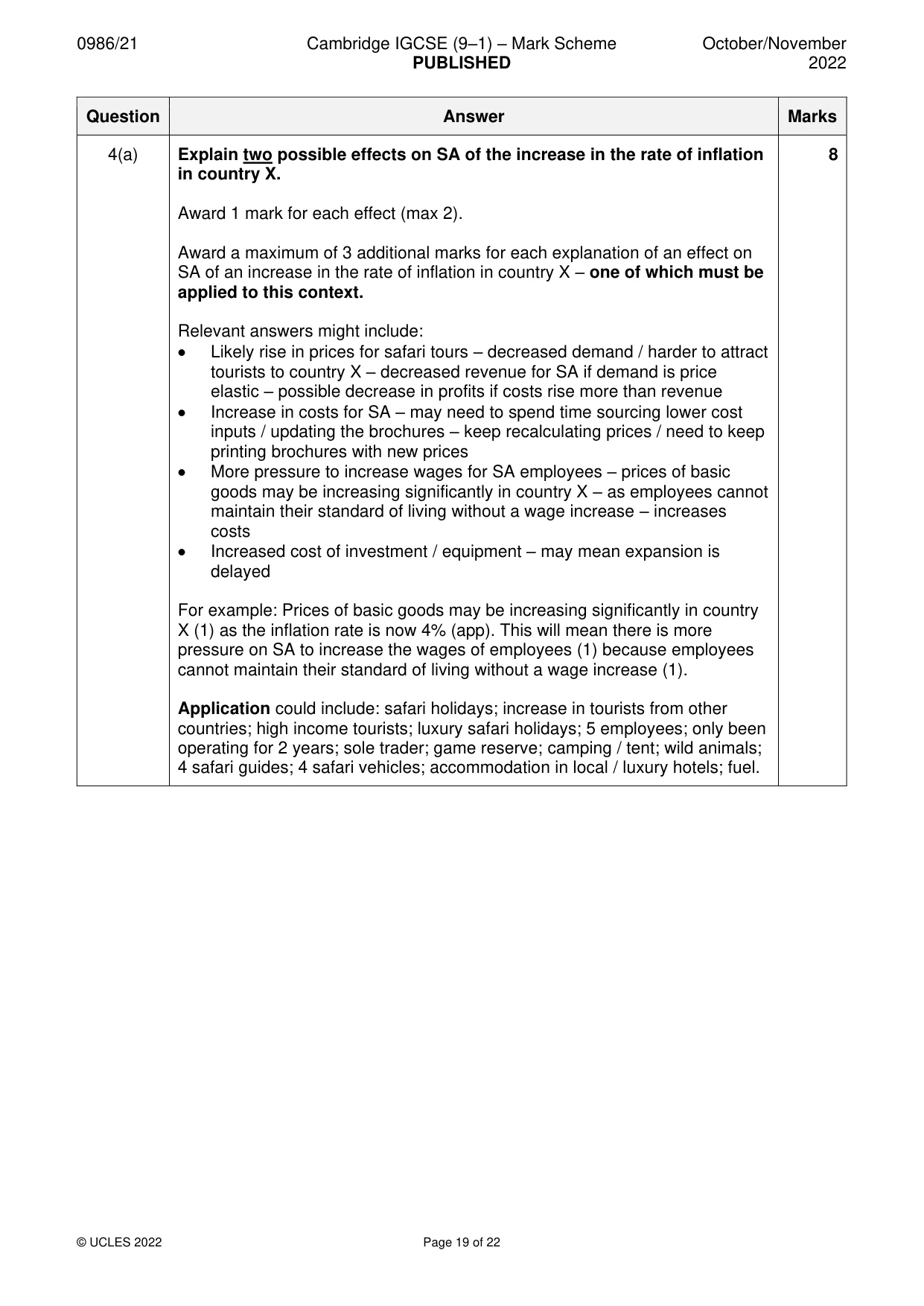 Mark scheme, page 19 of 22
