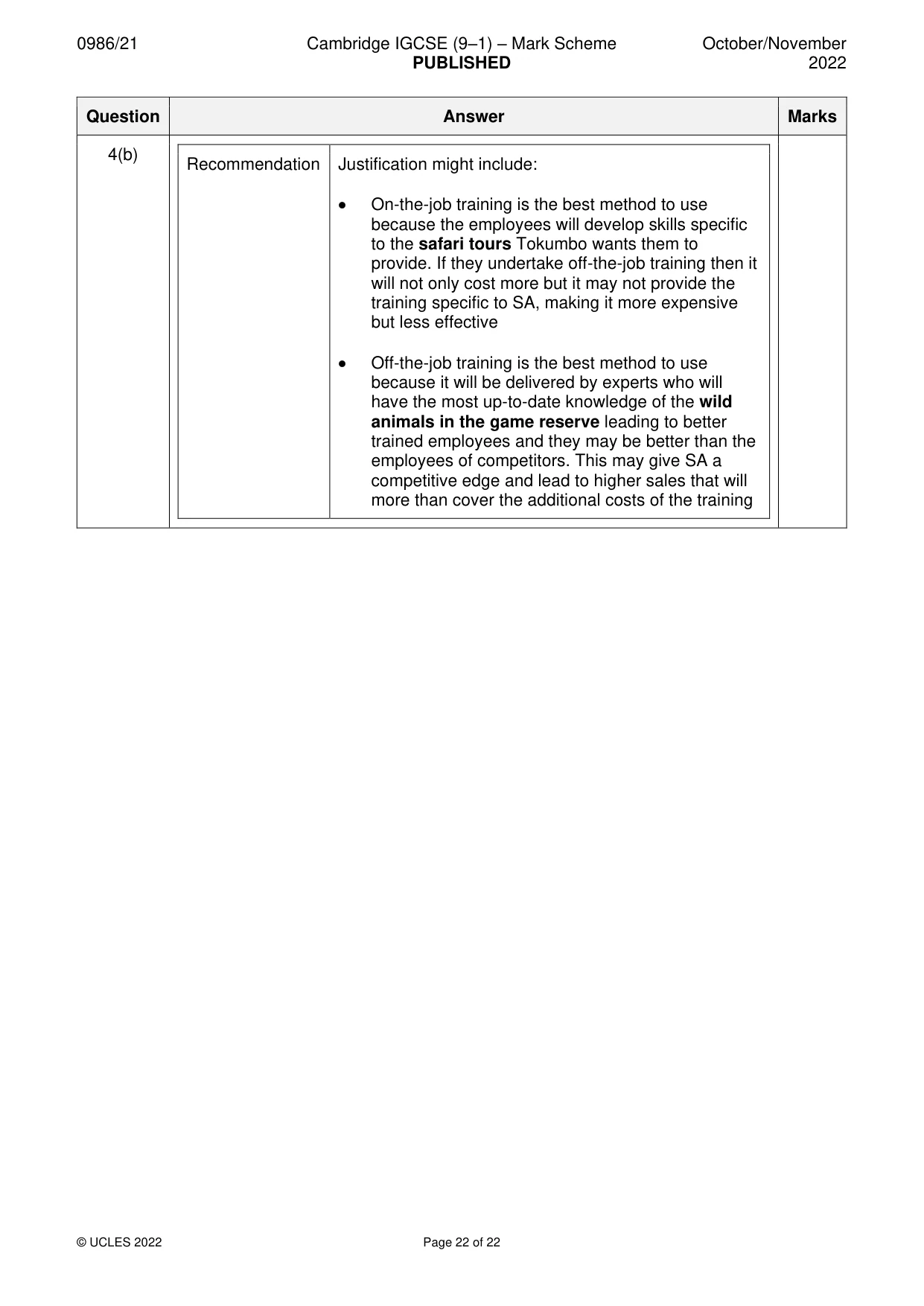 Mark scheme, page 22 of 22