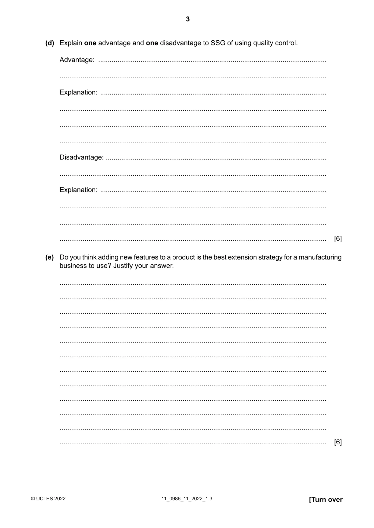 Cambridge IGCSE Business Studies (9-1) 0986 2022 Oct/Nov Paper 1 · Variant 1 question paper, page 3 of 12
