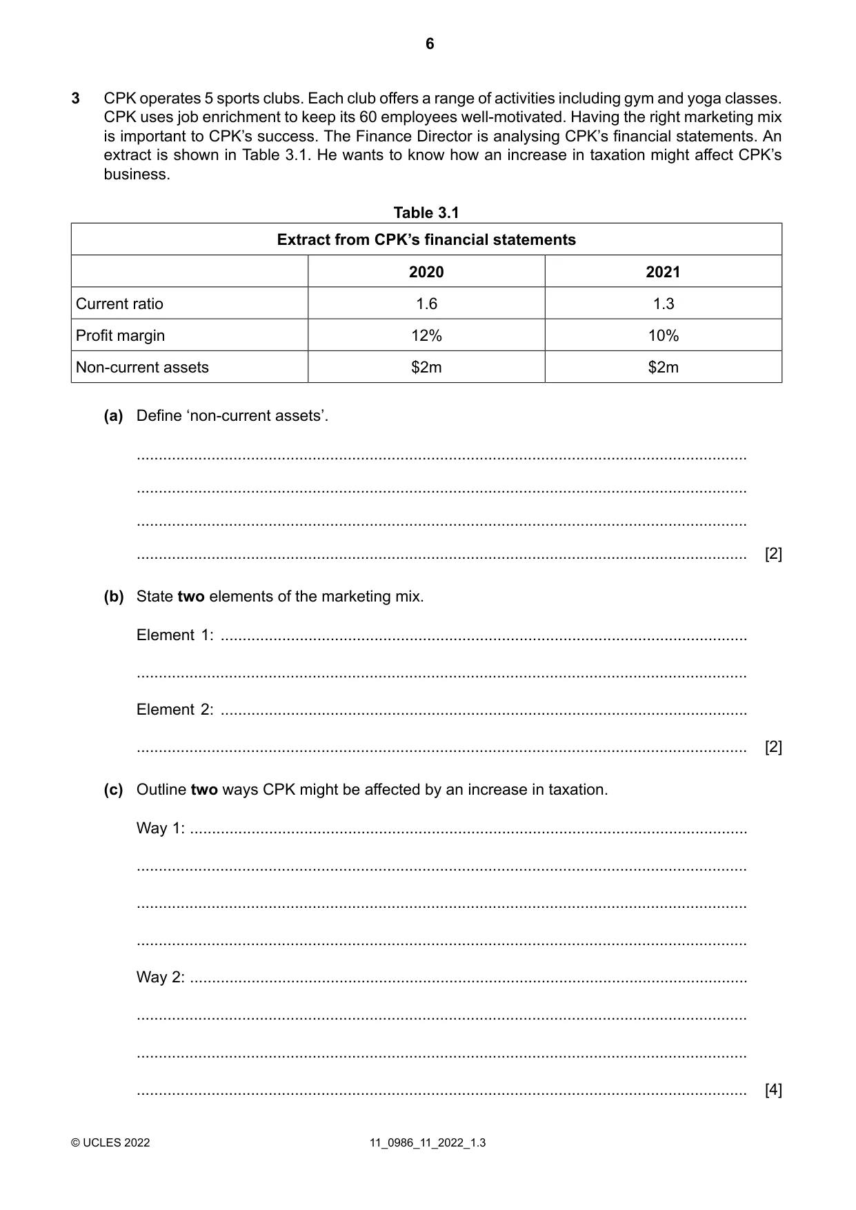 Cambridge IGCSE Business Studies (9-1) 0986 2022 Oct/Nov Paper 1 · Variant 1 question paper, page 6 of 12