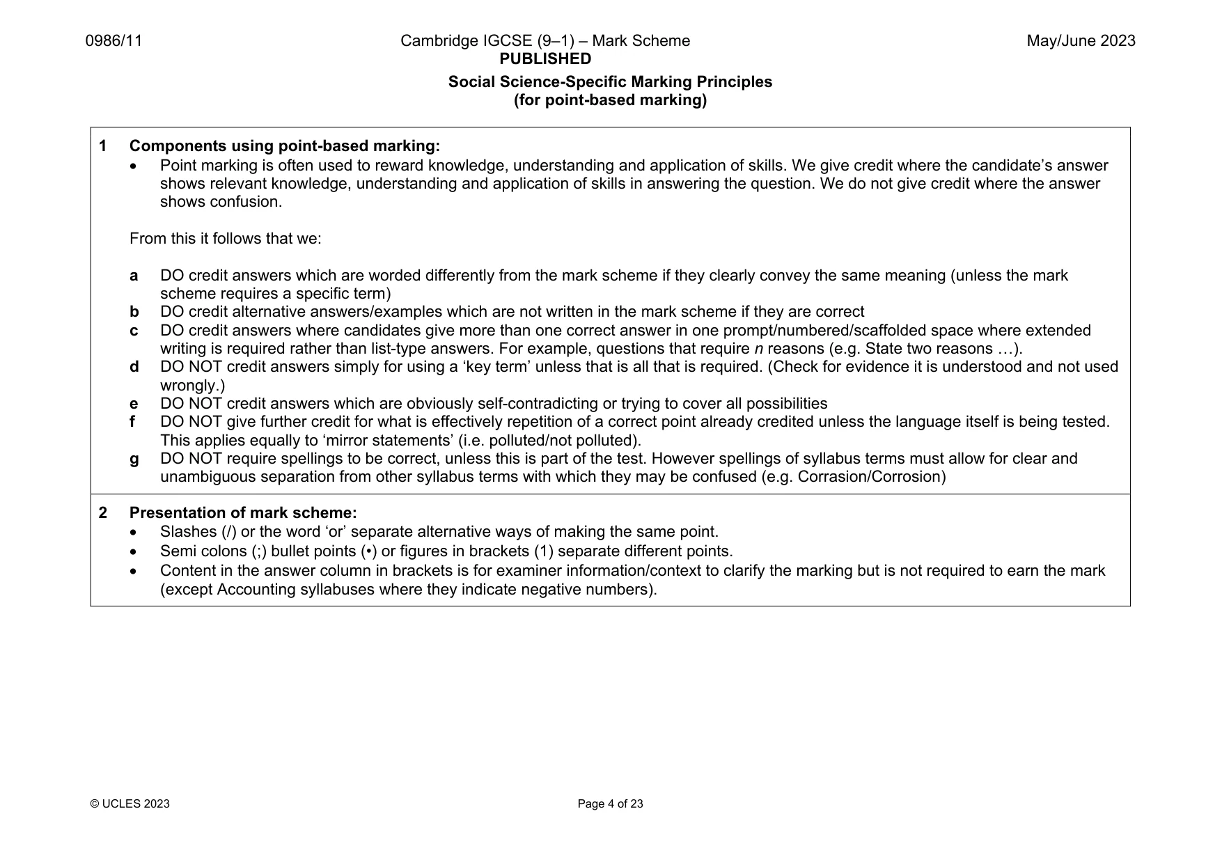 Mark scheme, page 4 of 23