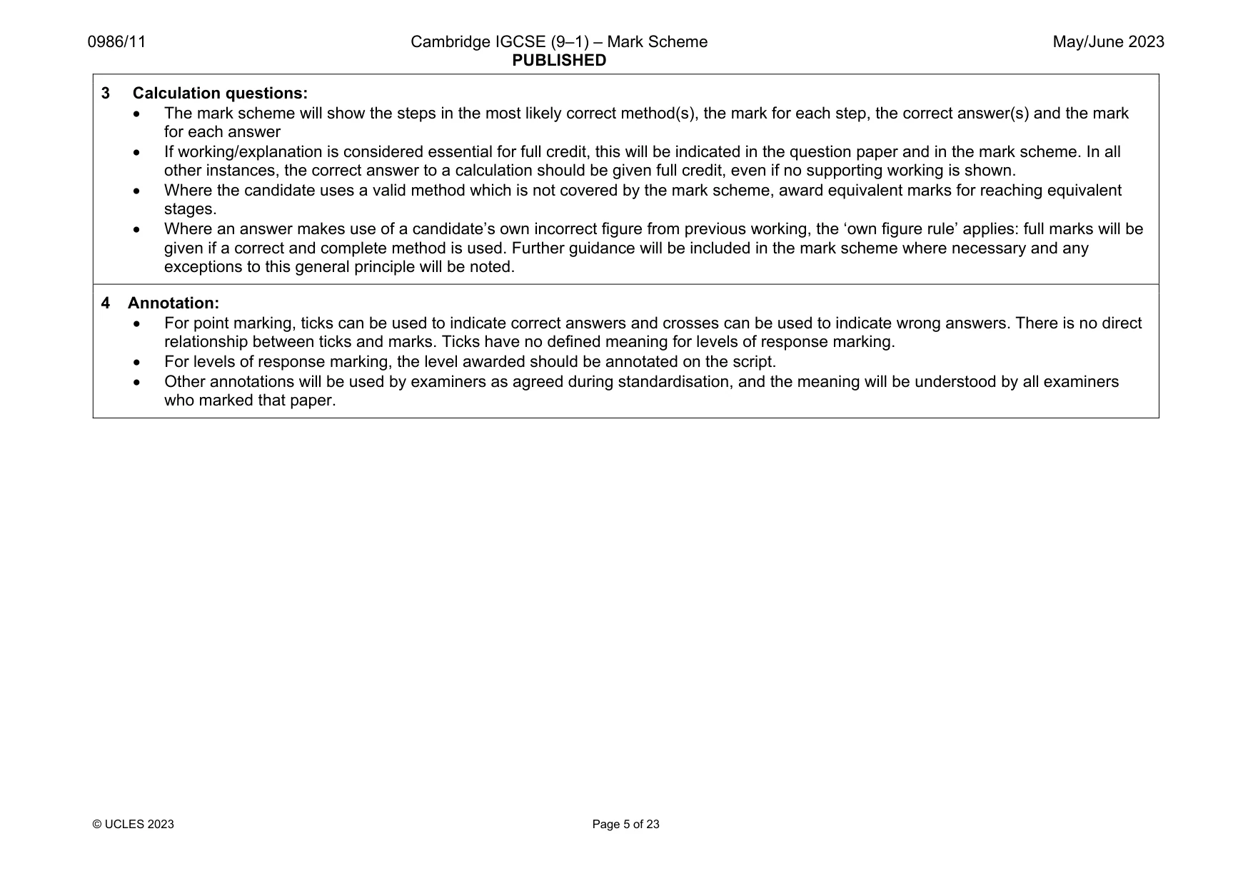 Mark scheme, page 5 of 23