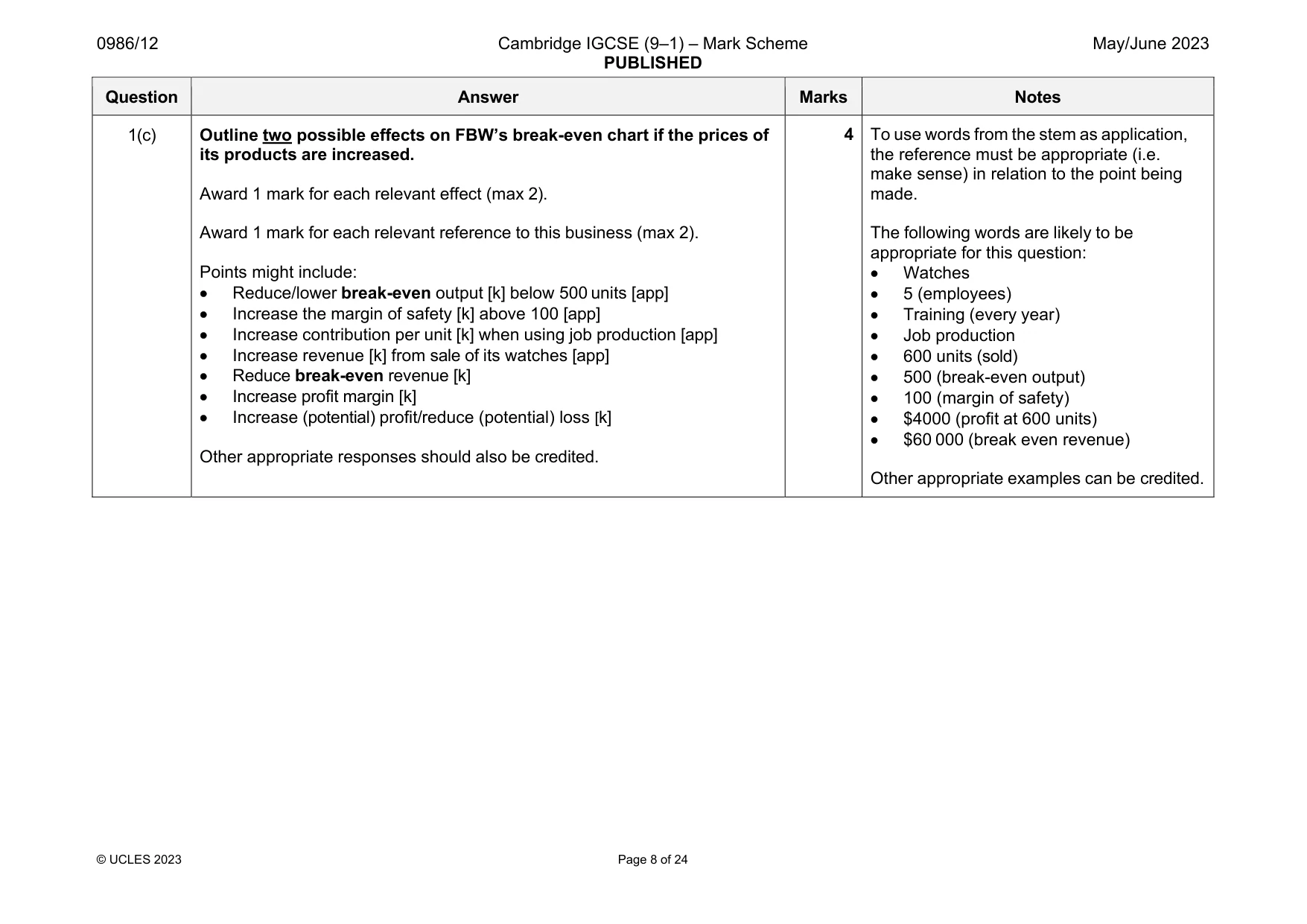 Mark scheme, page 8 of 24