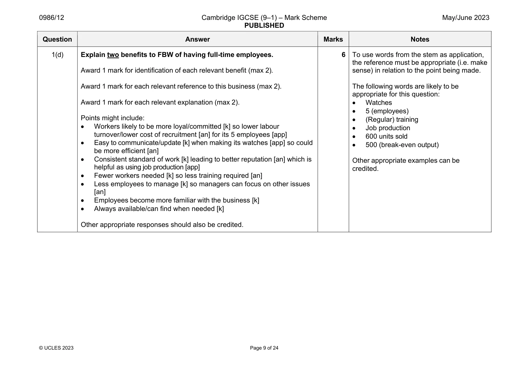 Mark scheme, page 9 of 24