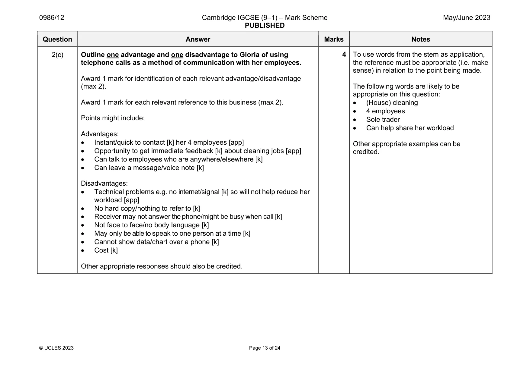 Mark scheme, page 13 of 24