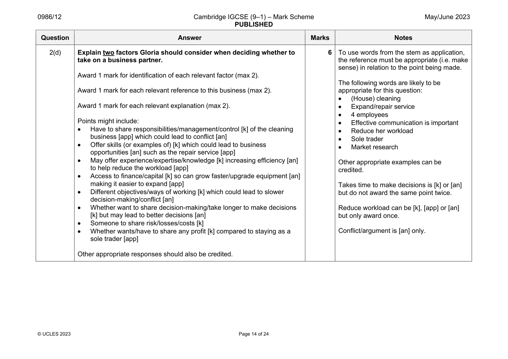 Mark scheme, page 14 of 24