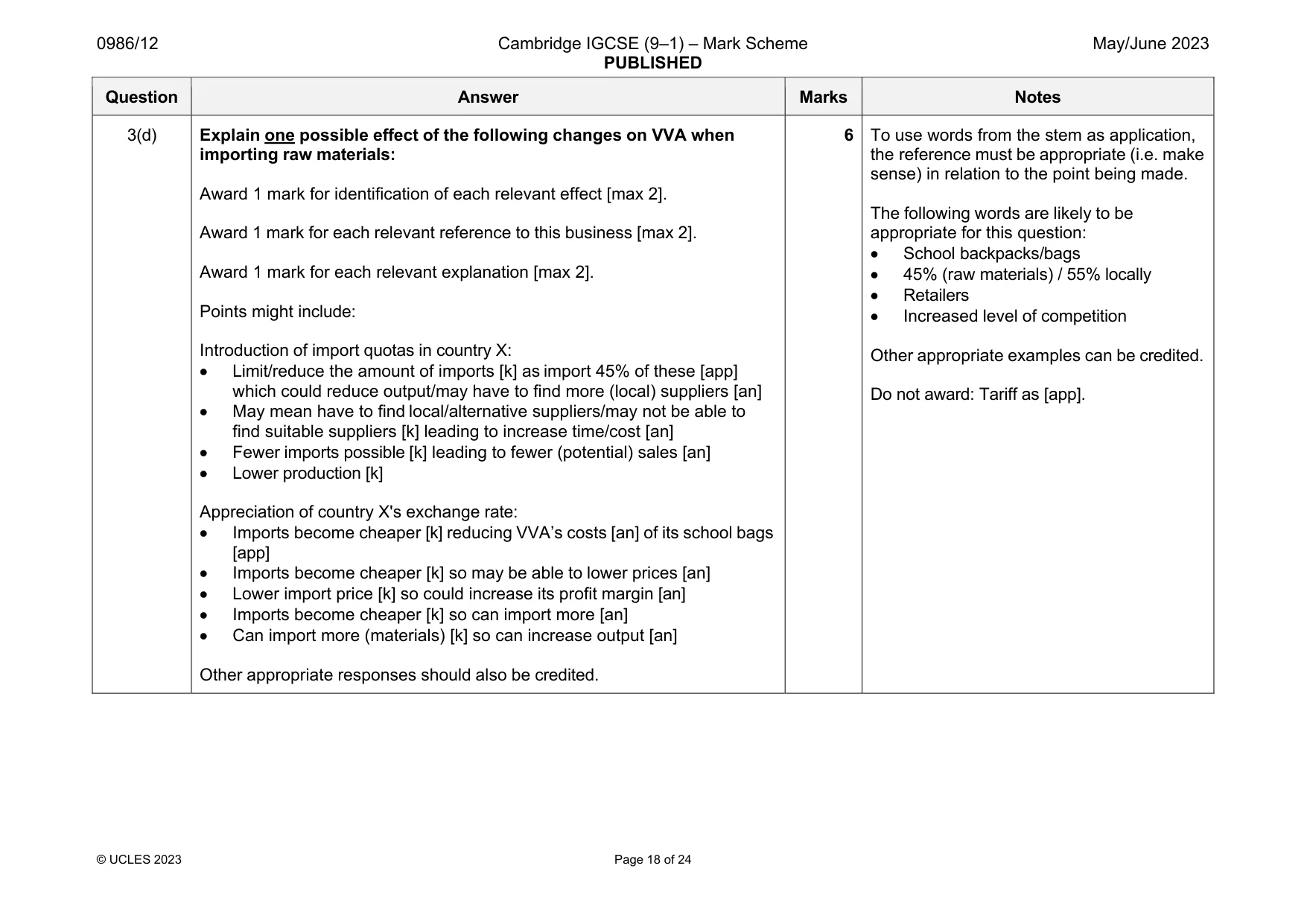 Mark scheme, page 18 of 24