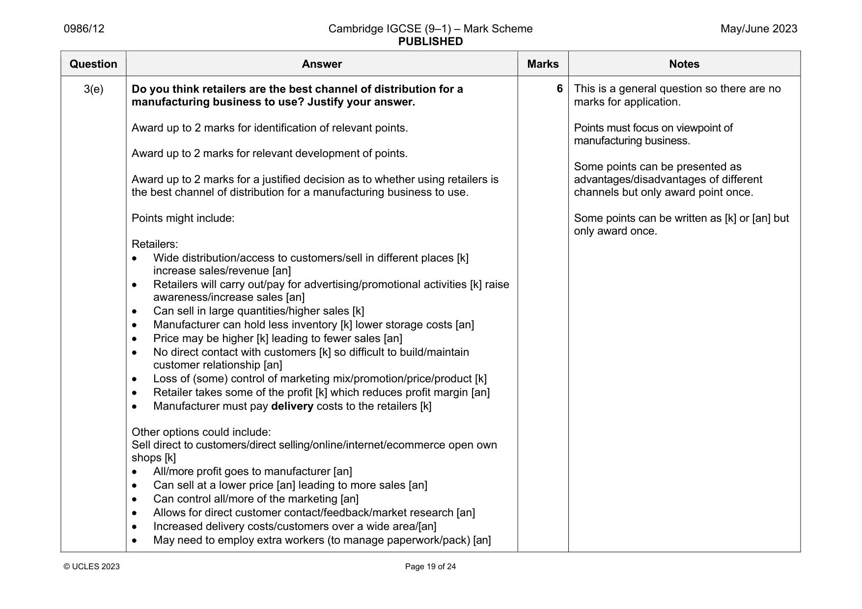 Mark scheme, page 19 of 24