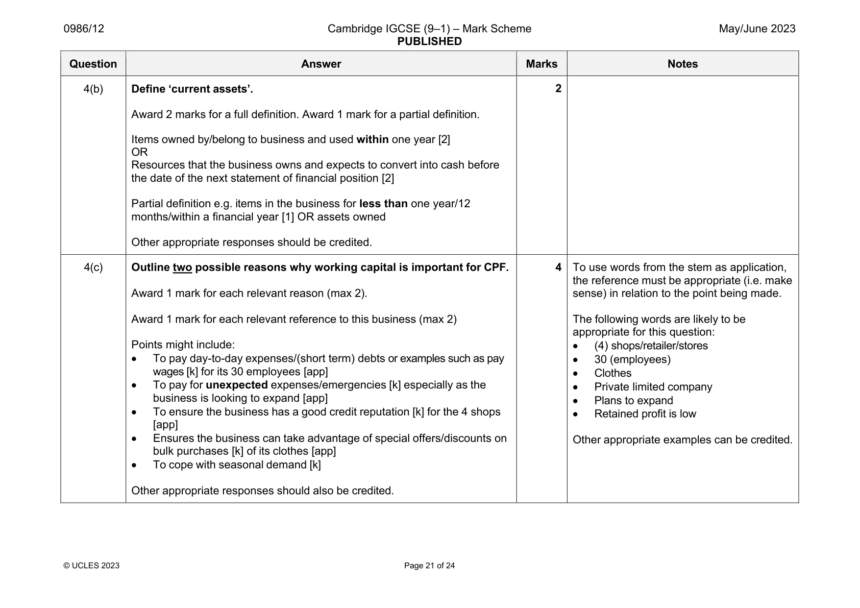 Mark scheme, page 21 of 24